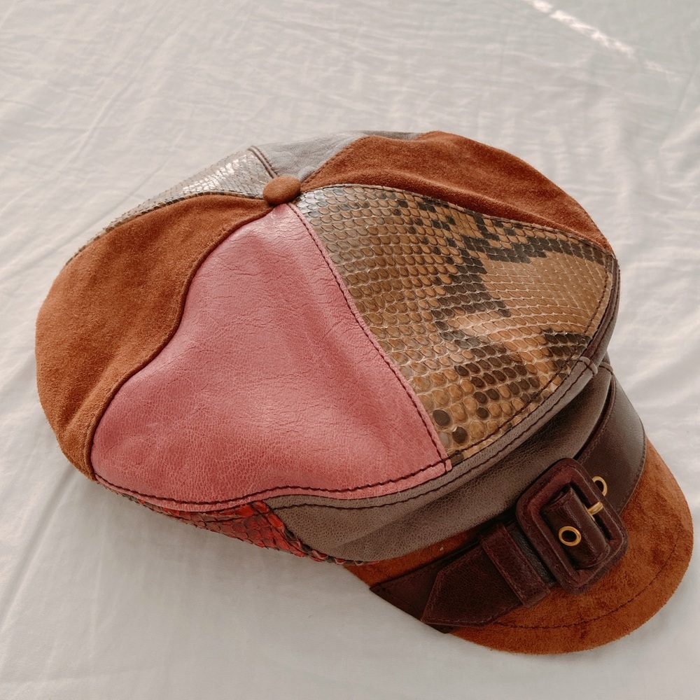 Prada runway leather cap
